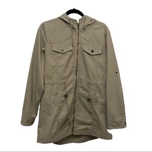 Miss London Black Label Full Zip Utility Hooded Jacket Tan Womens Size L